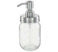 ALTGLAS Dispensador de jabón Vintage Hecho de Tarro de Mason Retro - Mason Jar 473 ml con Bomba de Acero INOX (Plateado Cepillado)
