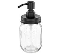 ALTGLAS Dispensador de jabón Vintage Hecho de Tarro de Mason Retro - Mason Jar 473 ml con Bomba de Acero INOX (Negro)