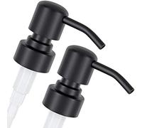 ALTGLAS Dispensador de Jabón 'Zagreb' - 2 Piezas de Bomba/Dosificador de Repuesto con Rosca de 28 mm en Acero INOX (Negro)