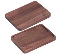 Althwuyu 2pcs Set de bandejas de Madera de Nogal, Platos de Servicio rectangulares, Acabado de Textura de Grano, para té, bocadillos, Postre, Fruta, Uso de la Cocina