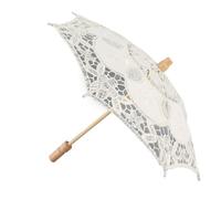 Althwuyu Paraguas de Algodón de Encaje para Escenas de Boda Sesiones de Fotos Momentos de Baile en Blanco con manija de Madera Diseño de tamaño pequeño (Trompeta Beige)