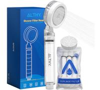 ALTHY Alcachofa de Ducha de Alta Presión con Filtro, Cabezal SPA, Filtración de agua de 3 etapas: Elimina Polvo, óxido, Cloro y Metales Pesados. Cuida tu Piel y Cabello. Incluye Filtros 1CS y 4PP