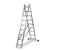 ALTIPESA Escalera Profesional de Aluminio transformable Apoyo-Tijera con Base un Acceso 2 x 9 peldaños Serie bis