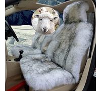 Altlue Funda De Asiento De Coche De Piel De Oveja Real Funda De Asiento De Coche De Piel Auténtica para Asientos Delanteros De Coche SUV MPV (una Pieza)