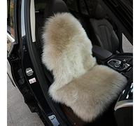Altlue Fundas Asientos Coche Piel De Oveja Auténtico Funda Asiento Coche Piel De Cordero para Asientos Delanteros De Coche SUV Camión Universales (una Pieza) (Color : Light Bean Paste)