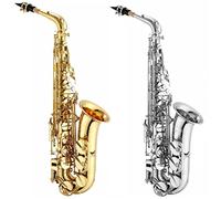 Alto EB Tune Saxophone Brass Silver Silver Plateado Cuerpo Cuerpo Laca Laca E-PLANTE CON CASO Instrumento Viento