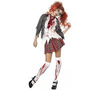Alto Escuela Horror Niña Zombie Vestido Traje Disfraz Adulto Pequeño
