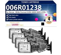 Alto Rendimiento 006R01238 Cartucho de Tóner de Repuesto para Xerox - Wide Format 6204 6604 6605 6705 Impresoras, Transparente y Duradero, con Chip,Black-4 Pack