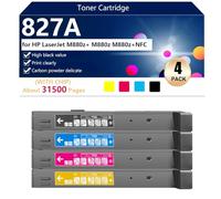 Alto Rendimiento 827A Cartucho de Tóner de Repuesto Compatible con CF300A CF301A CF303A CF302A para HP LaserJetM880z /M880Z/M880Z NFC Impresoras, Transparente y Duradera
