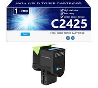 Alto Rendimiento C2425 Cartucho de Tóner para Lexmark C2325 MC2325 C2425 MC2425 MC2535 MC2640 Impresoras, Impresión Nítida y Duradera,Cyan-1 Pack