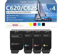 Alto Rendimiento C620/C625 Cartucho de Tóner para Xerox VersaLink C620 C625 Impresoras, Nítida y Duradera,BCMY-1 Pack