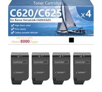 Alto Rendimiento C620/C625 Cartucho de Tóner para Xerox VersaLink C620 C625 Impresoras, Nítida y Duradera,Black-4 Pack