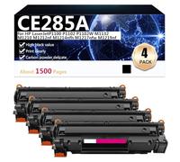 Alto Rendimiento CE285A Cartucho de Tóner de Repuesto para HP LaserJet P1100 P1102 P1102W M1132 M1210 M1212nf M1214nfh M1217nfw M1219nf Impresoras, Tóner Transparente y Duradero,Black-4 Pack