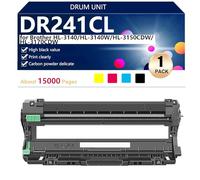 Alto Rendimiento DR241CL Tambor de Repuesto para Brother HL-3140 HL-3140W HL-3150CDW HL-3170CDW MFC-9330CDW MFC-9140CDN Impresoras, Transparentes y Duraderas,BCMY-1 Pack