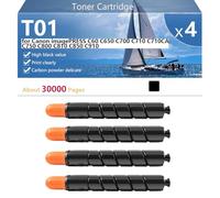 Alto Rendimiento T01 Cartucho de Tóner de Repuesto para Canon imagePRESS C60 C650 C700 C710 C710CA C750 C800 C810 C850 C910 Impresoras, Nítida y Duradera,Black-4 Pack