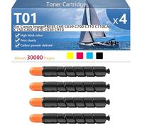 Alto Rendimiento T01 Cartucho de Tóner de Repuesto para Canon imagePRESS C60 C650 C700 C710 C710CA C750 C800 C810 C850 C910 Impresoras, Nítida y Duradera,BCMY-1 Pack