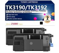 Alto Rendimiento TK3190 TK3192 Cartucho de Tóner de Repuesto para Kyocera ECOSYS P3050dn P3055dn P3060dn P3260dn M3860idn M3860idnf Impresión, Nítida y Duradera,Black-2 Pack