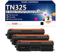 Alto Rendimiento TN325 Cartucho de Tóner de Repuesto para Brother DCP-9055CDN 9055CDW 9270CDN HL-4140CN 4150CDN 4570CDW 4570CDWT Impresoras, Transparente y Duradero,Black-3 Pack