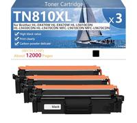 Alto Rendimiento TN810XL Cartucho de Tóner de Repuesto para Brother HL-EX470W HL-EX670W HL-L9410CDN HL-L9430CDN HL-L9470CDN MFC-L9610CDN MFC-L9670CDN Impresoras, Transparente y Duradero,Black-3 Pack