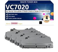 Alto Rendimiento VC7020 Caja de Tóner Residual para Xerox Versalink C7020 C7025 C7030 C7120 C7125 Impresoras, Nítidas y Duraderas,Black-4 Pack