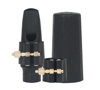 Alto Saxophone Mouthpiece Set, Sax Ligature Clip & Cap, Durable Abs Material, Easy to Install Set of 3, Woodwinds Instrument Accessories, Ideal for Jazz, Classical 8.9cm Black