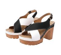 Alto Tacón Sandalias Mujer Cómodo Orthotic Punta Abierta Slingback Reino Unido,Bajo Arch Support Tacón Grueso Medio Para Boda Fiesta
