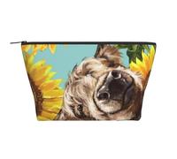 Alto y Vaca con Girasoles., Bolsa de artículos de tocador Bolsa de Maquillaje Bolsa de cosméticos Bolsa de artículos de tocador de Viaje portátil