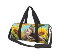 Alto y Vaca con Girasoles., Bolsa de Viaje de Gran Capacidad, Bolso Redondo, Bolsa de Viaje Deportiva, Bolsa de Mano, Bolsa de Fitness