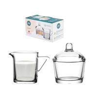 Altom Design Azucarero de 210 ml y jarra de leche de 200 ml, brillante, de cristal, transparente