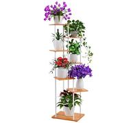 ALTORICO 7 Niveles 130cm Estanteria para Plantas de Madera y Metal Estante De Esquina Para Múltiples Macetas Soporte Plantas Interior Adecuado para Interior y Exterior, Balcón, Sala, Oficina, Blanco