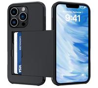 ALTORICO Funda para iPhone 13 Pro con Tarjetero, Carcasa Ranura Oculta Deslizante Armor, Silicona TPU, Antigolpes Anti-Arañazos, Tipo Cartera Doble Capa Case, Negro