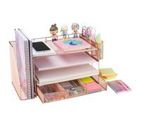 AltruiXta© Organizador de Escritorio | Ahorra Espacio | Mantén Todo Ordenado | Malla Metálica | Bandejas oficina apilables | Porta lapices para escritorio | Desk organizer