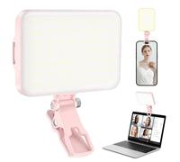 ALTSON 60 LED portátil para Selfie iluminación de videoconferencia con Clip y Adaptador de trípode de cámara, Recargable de 2200 mAh CRI 97+, 9 Modos de luz para teléfono, iPhone, cámara Web, Laptop,