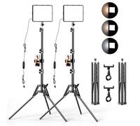 ALTSON Kit de 2 Luces de Video, luz LED de Estudio, 2700-6500 K, Kit de iluminación de fotografía Regulable con Soporte de trípode y Soporte para teléfono, luz de transmisión giratoria de 12 Pulgadas