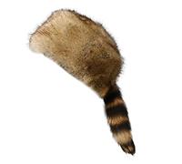 Altsuceser Gorra de piel sintética de mapache, sombrero redondo plano para el invierno, Talla única., M