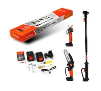 Altuna Kit de Poda a Batería de Titanio - Motosierra a Batería + Tijeras de Podar Eléctricas + Pértiga Telescópica para Poda en Altura hasta 3,7 Metros - Incluye 2 Baterías - con Cargador y Gafas