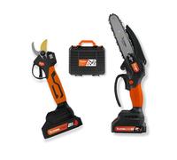 ALTUNA Kit de Poda a Batería con Tijera AF28 y Motosierra AF150 | Incluye 2 baterías 21V 2Ah y funda de transporte, ideal para jardín, huerto, frutales y mantenimiento de ramas