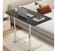 Altura ajustable pequeño escritorio portátil con estante de almacenamiento de múltiples capas Mobile Laptop Cart on Wheels for Bedroom and Home Office Black 60x40 Triple Layer Stand Desk