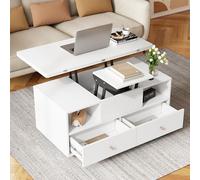 Altura regulable 100 x 50 x 47,5 cm, mesa de centro con función plegable y 4 cajones, una mesa elevadora hidráulica grande y una pequeña, mesa de salón móvil con ruedas universales, mesa de sofá