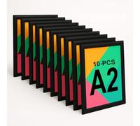 Aluanz Marco Abatible A2 Negro - Set de 10 - Perfil para Pósters, Marco de Cambio Rápido con Lámina Antirreflectante, Marco de Pared para Carteles en Vertical y Horizontal - 594 x 420 mm