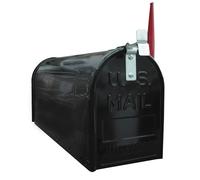 ALUBOX Buzón Americano 22X17X48 cm Buzón de Chapa Galvanizada Buzón Exterior Formato Revista con Bandera (Rojo)