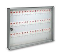 ALUBOX Caja para Llaves de Pared en Aluminio 30X5X14 cm - Llaveros de Pared para Casa Interior o Exterior Protegido - Made in Italy con 48 Ganchos Numerados (PLATA METALIZADA)