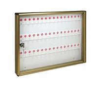 ALUBOX Caja para Llaves de Pared en Aluminio 30X5X14 cm - Llaveros de Pared para Casa Interior o Exterior Protegido - Made in Italy con 48 Ganchos Numerados (BRONCE)