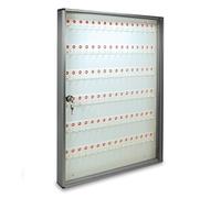 ALUBOX Caja para Llaves de Pared en Aluminio 30X5X14 cm - Llaveros de Pared para Casa Interior o Exterior Protegido - Made in Italy con 96 Ganchos Numerados (PLATA METALIZADA)