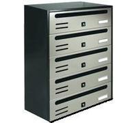 ALUBOX Cubo Buzones Comunitarios 5 Compartimentos 53x38,5x25 cm de Chapa Galvanizada Buzón Comunitario Horizontal para Exterior e Interior Protegido (Antracita Y Acero Inoxidable Espejo)