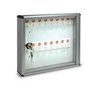 ALUBOX Tablero de Llaves de Pared de Aluminio 30X5X14 cm Llavero de Pared para Interior o Exterior Protegido Hecho en Italia con 16 Ganchos Numerados (PLATA METALIZADA)