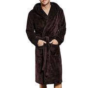 Alueeu Batamanta Hombre Invierno Albornoz Ropa de casa con Cinturón Algodon Lujo Bata de Forro Talla Grande Color Sólido Tejido Transpirable para SPA, Vacaciones y Casual