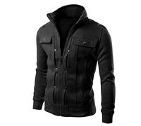 Alueeu Chaqueta de Algodón Hombre Casual Otoño Outwear Ligera Entretiempo Abrigo Bomber Cazadora Slim Fit con Cremallera Clásica al Aire Libre Cuello Alto Vintage Blusa Top Jacket