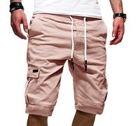 Alueeu Pantalones Cortos Hombre Verano Casual Moda con Bolsillos Laterales Original Color sólido Ajuste Vintage Bermuda Deporte con Cordón Elástico Running Correr Playa, A1-caqui, 5XL