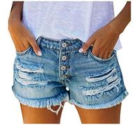 Alueeu Pantalones Cortos Mujer Verano Vaquero Moda Casual Shorts Mezclilla Moda Roto Cordón Cintura Alta Slim Fit Jeans Chica Adolescente Suave y Cómodo Retro Pants con Bolsillos S-XXL